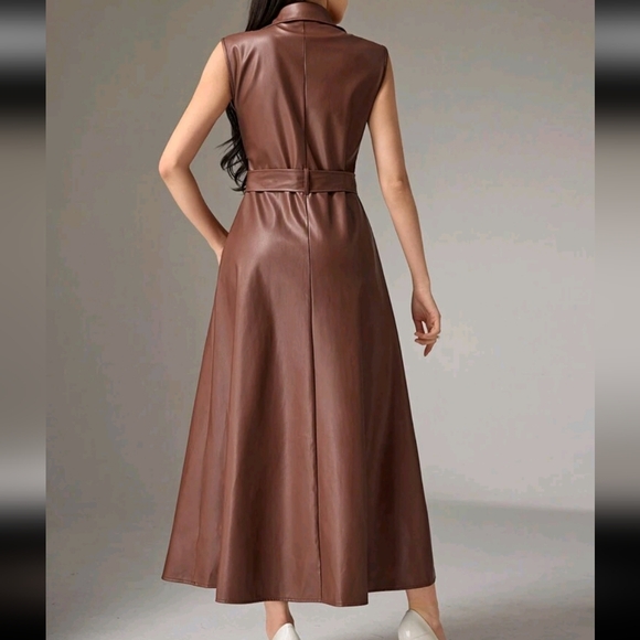 Women's Fashionable Front Button Sleeveless Dress, Autumn - Picture 4 of 4